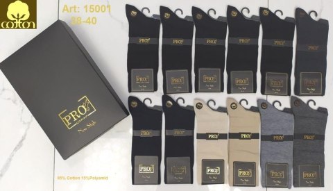 PRO SKARPETY MĘSKIE BAWEŁNA CZESANA PRO 15001 38-40 MIX