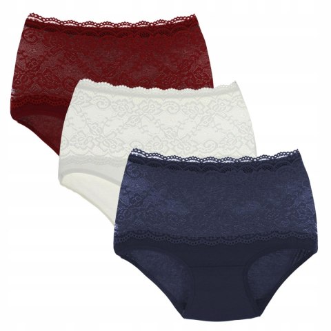 Figi Damskie Koronkowe Wysoki Stan MORAJ 3-PAK 3XL Figi Damskie Koronkowe Wysoki Stan MORAJ 3-PAK 3XL