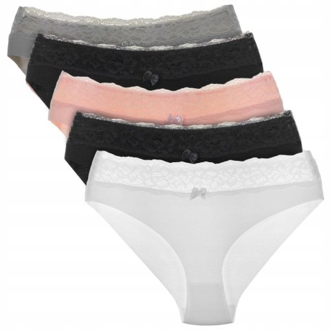 Figi damskie BAWEŁNIANE koronkowe 5 PAR MORAJ - XL Figi damskie BAWEŁNIANE koronkowe 5 PAR MORAJ - XL