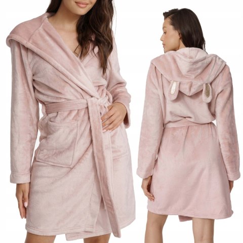 Szlafrok damski ciepły miękki z kapturem i wiązaniem w pasie HENDERSON L/XL Szlafrok damski ciepły miękki z kapturem i wiązaniem w pasie HENDERSON L/XL