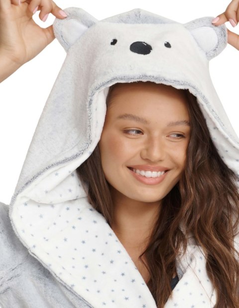 Szlafrok damski ciepły miękki z kapturem i wiązaniem w pasie HENDERSON L/XL Szlafrok damski ciepły miękki z kapturem i wiązaniem w pasie HENDERSON L/XL