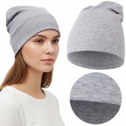 CZAPKA damska PRZEJŚCIOWA typu beanie w PRĄŻEK MORAJ r. uniwersalny