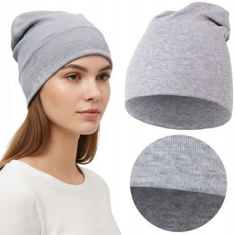 CZAPKA damska PRZEJŚCIOWA typu beanie w PRĄŻEK MORAJ r. uniwersalny