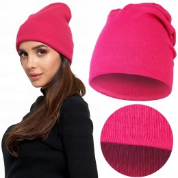CZAPKA damska PRZEJŚCIOWA typu beanie w PRĄŻEK MORAJ r. uniwersalny