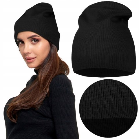 CZAPKA damska PRZEJŚCIOWA typu beanie w PRĄŻEK MORAJ r. uniwersalny