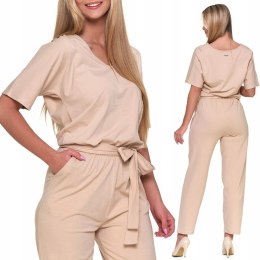 Długi elegancki KOMBINEZON damski modny z krótkim rękawem luźny MORAJ - 3XL