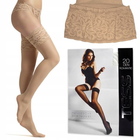 Pończochy z Koronką Włoskie Zmysłowe Samonośne GAJATEX 20DEN beżowe - 1/2