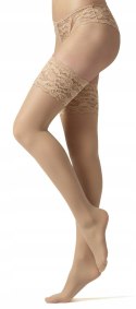 Pończochy z Koronką Włoskie Zmysłowe Samonośne GAJATEX 20DEN beżowe - 3/4