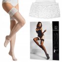 Pończochy z Koronką Włoskie Zmysłowe Samonośne GAJATEX 20DEN białe - 3/4