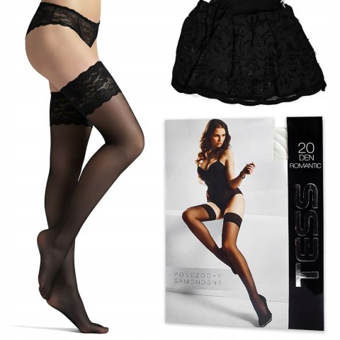 Pończochy z Koronką Włoskie Zmysłowe Samonośne GAJATEX 20DEN czarne - 1/2