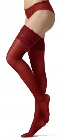 Pończochy z Koronką Włoskie Zmysłowe Samonośne GAJATEX 20DEN czerwone - 5/6