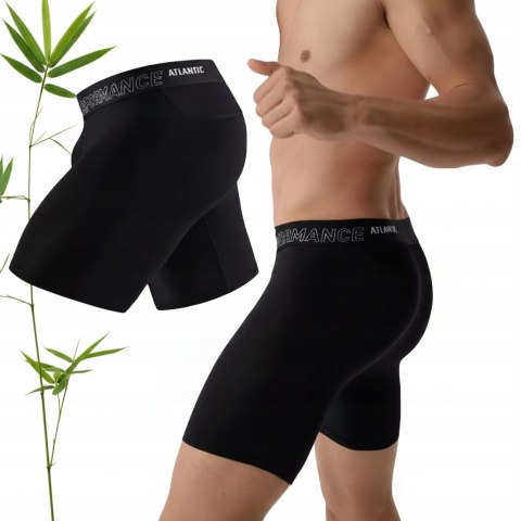 Bokserki Męskie ATLANTIC bambusowe DŁUGA nogawka oddychające - czarne - XXL Bokserki Męskie ATLANTIC bambusowe DŁUGA nogawka oddychające - czarne - XXL