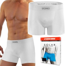 Bokserki Męskie Sportowe Oddychające SESTO SENSO BM07 Białe - S/M