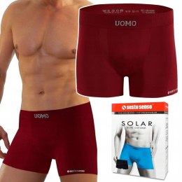 Bokserki Męskie Sportowe Oddychające SESTO SENSO BM07 Bordowe - S/M