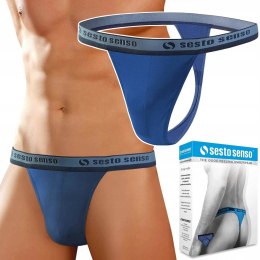Stringi Męskie Wygodne Majtki Bawełniane SESTO SENSO STM01 Granatowe - XL