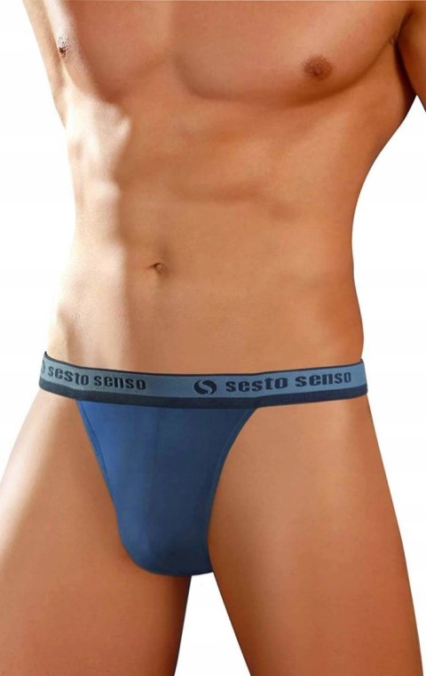 Stringi Męskie Wygodne Majtki Bawełniane SESTO SENSO STM01 Granatowe - XL