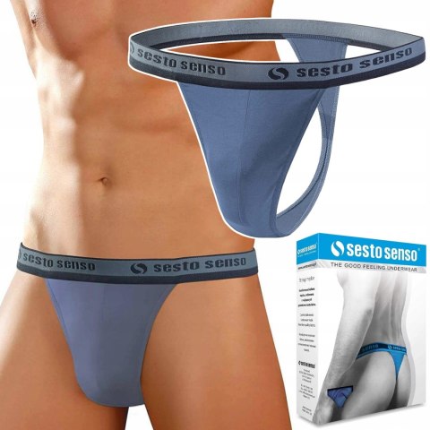 Stringi Męskie Wygodne Majtki Bawełniane SESTO SENSO STM01 Jeans - XL