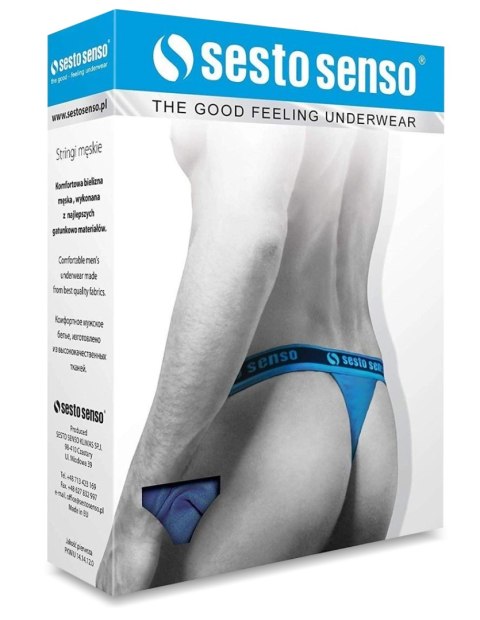 Stringi Męskie Wygodne Majtki Bawełniane SESTO SENSO STM01 Jeans - M