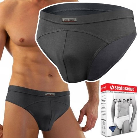 Slipy Męskie Klasyczne Majtki z Modalu SESTO SENSO SM03 Grafitowe - XL