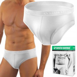 Slipy Męskie Sportowe Majtki Bawełniane SESTO SENSO SM05 Białe - XL