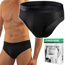 Slipy Męskie Sportowe Majtki Bawełniane SESTO SENSO SM05 Czarne - XXL