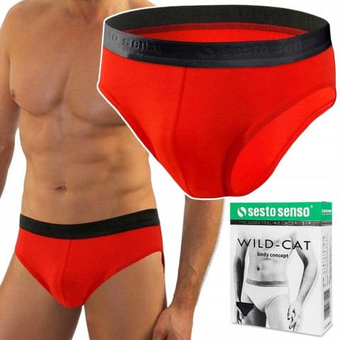 Slipy Męskie Sportowe Majtki Bawełniane SESTO SENSO SM05 Czerwone - XXL