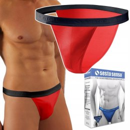 Slipy Męskie Tanga Odkryte Majtki Bawełniane SESTO SENSO SM04 Czerwone - XL