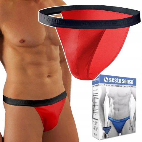 Slipy Męskie Tanga Odkryte Majtki Bawełniane SESTO SENSO SM04 Czerwone - XL