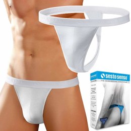 Stringi Męskie Wygodne Majtki Bawełniane SESTO SENSO STM01 Białe - L