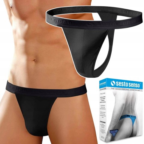 Stringi Męskie Wygodne Majtki Bawełniane SESTO SENSO STM01 Czarne - XL