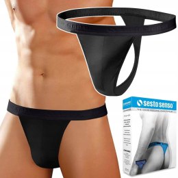 Stringi Męskie Wygodne Majtki Bawełniane SESTO SENSO STM01 Czarne - M