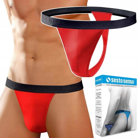 Stringi Męskie Wygodne Majtki Bawełniane SESTO SENSO STM01 Czerwone - XL