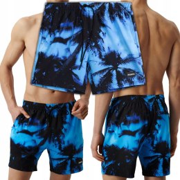 Kąpielówki Męskie Hawajskie Szorty Plażowe z Nadrukiem Palmy ATLANTIC - XXL