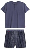 Piżama Męska 100% BAWEŁNA Krótka Letnia z Guzikami ATLANTIC NMP-380 - XXL
