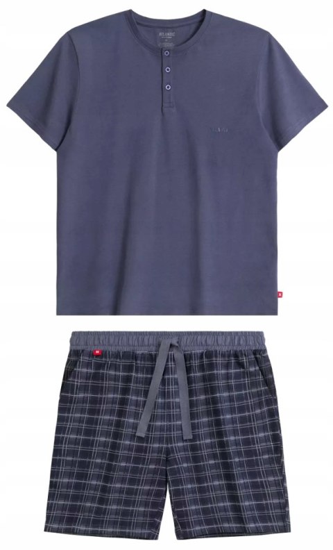 Piżama Męska 100% BAWEŁNA Krótka Letnia z Guzikami ATLANTIC NMP-380 - XXL Piżama Męska 100% BAWEŁNA Krótka Letnia z Guzikami ATLANTIC NMP-380 - XXL
