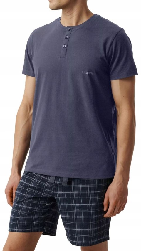 Piżama Męska 100% BAWEŁNA Krótka Letnia z Guzikami ATLANTIC NMP-380 - XXL Piżama Męska 100% BAWEŁNA Krótka Letnia z Guzikami ATLANTIC NMP-380 - XXL