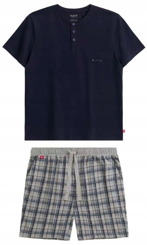 Piżama Męska 100% BAWEŁNA Krótka Letnia z Guzikami ATLANTIC NMP-380 - XXL Piżama Męska 100% BAWEŁNA Krótka Letnia z Guzikami ATLANTIC NMP-380 - XXL
