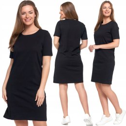 Sukienka Damska 100% Bawełna z Krótkim Rękawem Prosta Elegancka MORAJ - XXL
