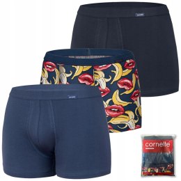 Bokserki Męskie Dopasowane 3-PAK Bawełniane Szorty CORNETTE 946/01 - XL