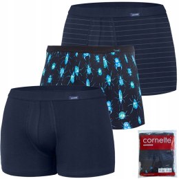 Bokserki Męskie Dopasowane 3-PAK Bawełniane Szorty CORNETTE 946/04 - XL