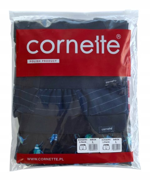 Bokserki Męskie Dopasowane 3-PAK Bawełniane Szorty CORNETTE 946/04 - XL