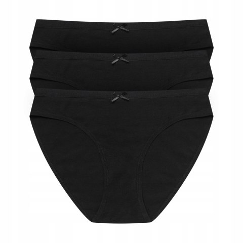 Figi Damskie Bikini Bawełniane 3-PAK Majtki z Kokardką HENDERSON 37270 - XL