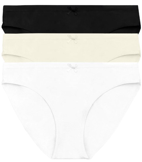 Figi Damskie Bikini Bawełniane 3-PAK Majtki z Kokardką HENDERSON 37270 - M