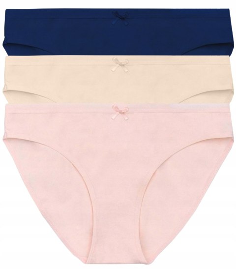 Figi Damskie Bikini Bawełniane 3-PAK Majtki z Kokardką HENDERSON 37270 - M
