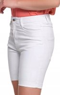 Spodenki Damskie JEANSOWE BIAŁE z Wysokim Stanem Casualowe Szorty MORAJ XXL