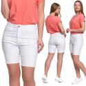 Spodenki Damskie JEANSOWE BIAŁE z Wysokim Stanem Casualowe Szorty MORAJ - M