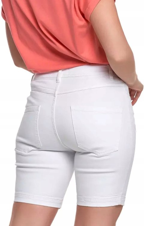 Spodenki Damskie JEANSOWE BIAŁE z Wysokim Stanem Casualowe Szorty MORAJ - M