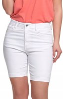 Spodenki Damskie JEANSOWE BIAŁE z Wysokim Stanem Casualowe Szorty MORAJ - S