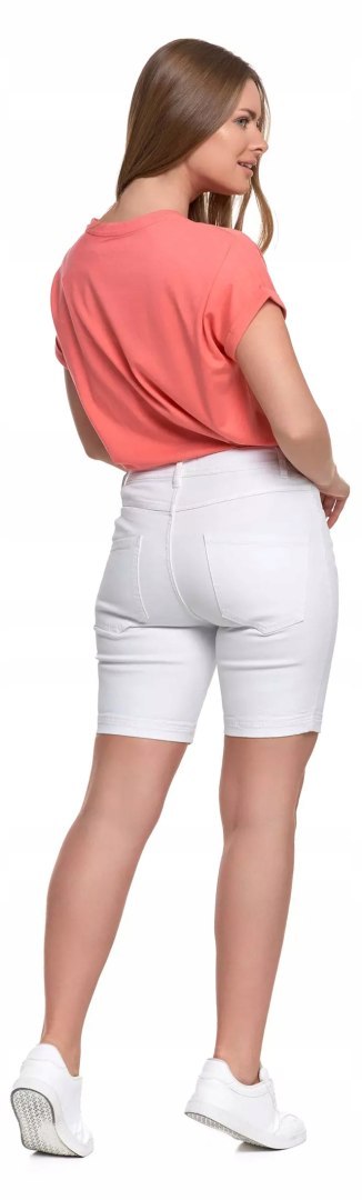 Spodenki Damskie JEANSOWE BIAŁE z Wysokim Stanem Casualowe Szorty MORAJ - S