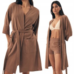Elegancki Szlafrok Damski 100% BAWEŁNA Wiązany w Pasie Długi HENDERSON L/XL